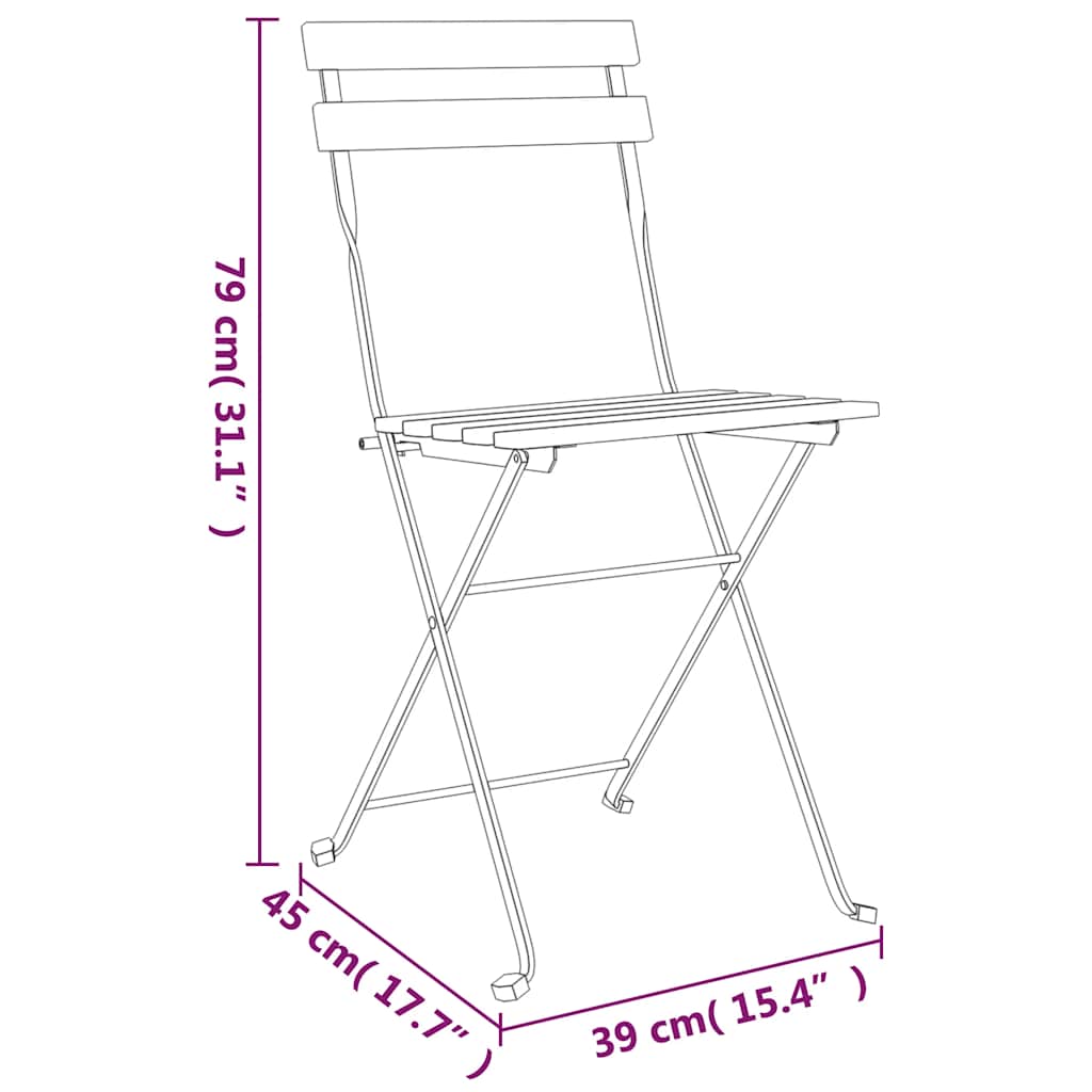 Klappstühle, 4 Stück, Massivholz Teak und Stahl