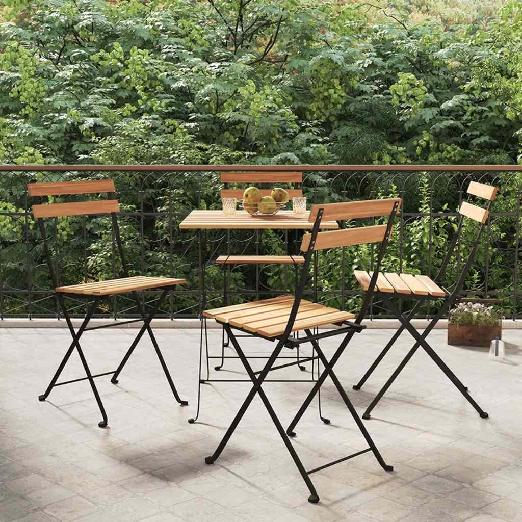 Klappstühle, 4 Stück, Massivholz Teak und Stahl