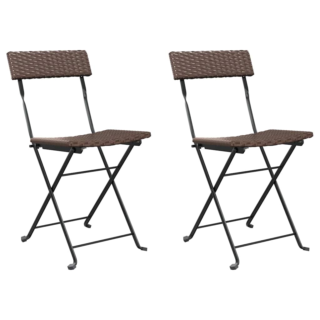 Klappstühle, 2 Stück, braun, Polyrattan und Stahl