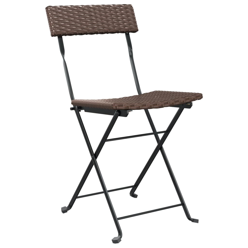 Klappstühle, 2 Stück, braun, Polyrattan und Stahl