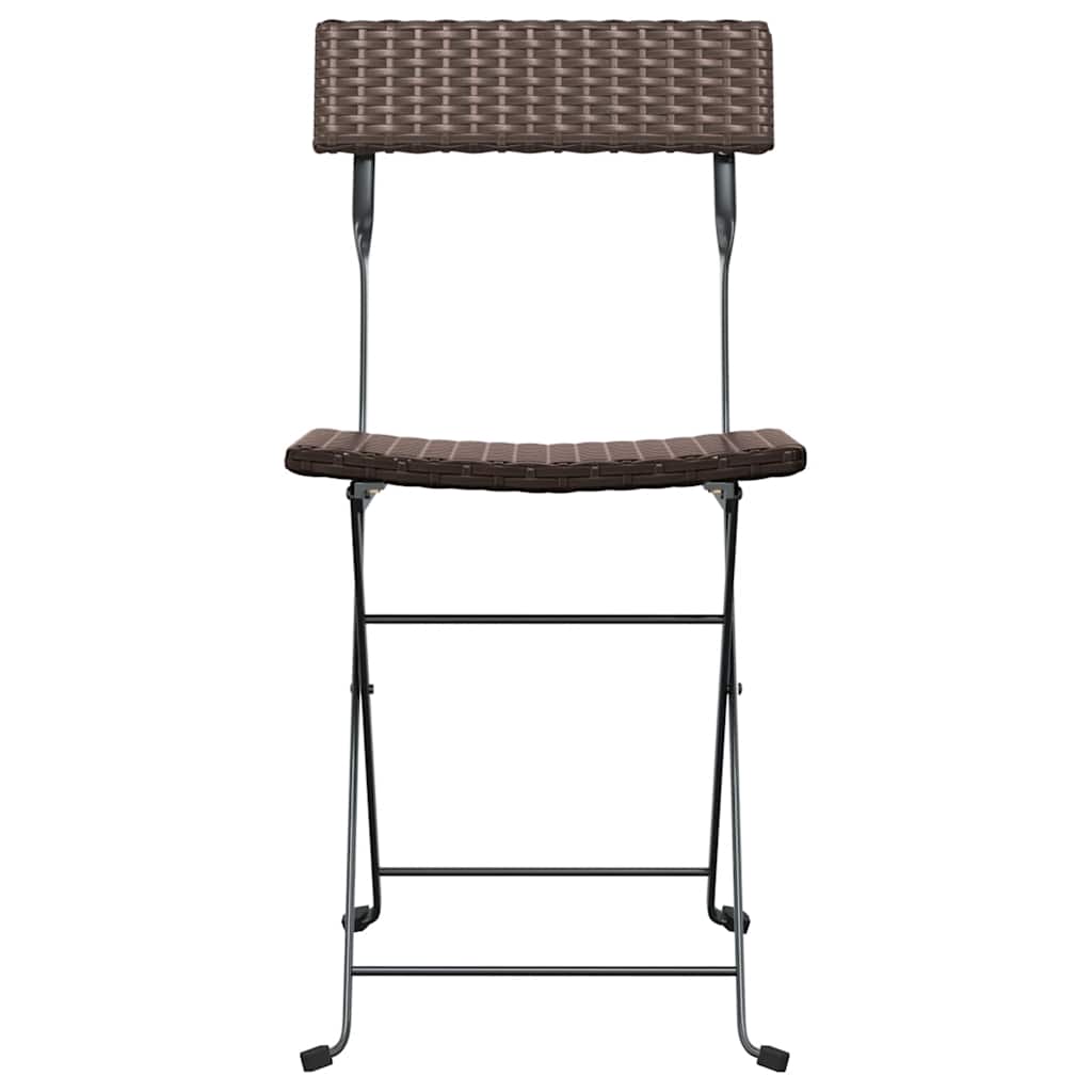 Klappstühle, 2 Stück, braun, Polyrattan und Stahl