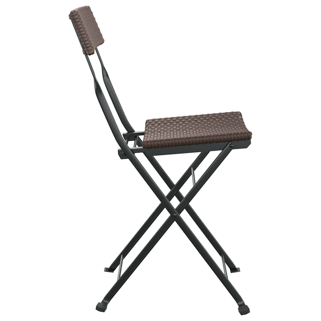 Klappstühle, 2 Stück, braun, Polyrattan und Stahl