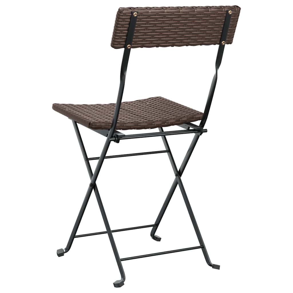 Klappstühle, 2 Stück, braun, Polyrattan und Stahl