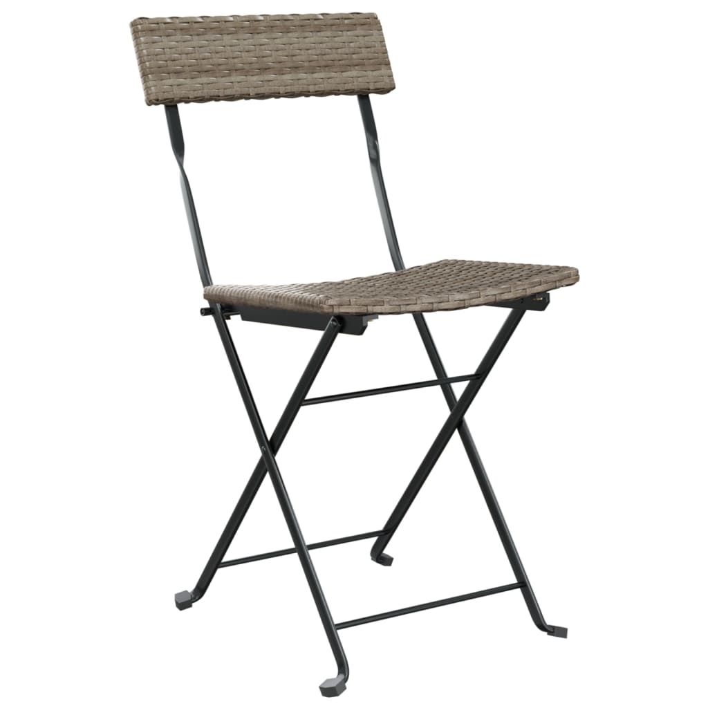 Klappstühle, 2 Stück, graues Polyrattan und Stahl