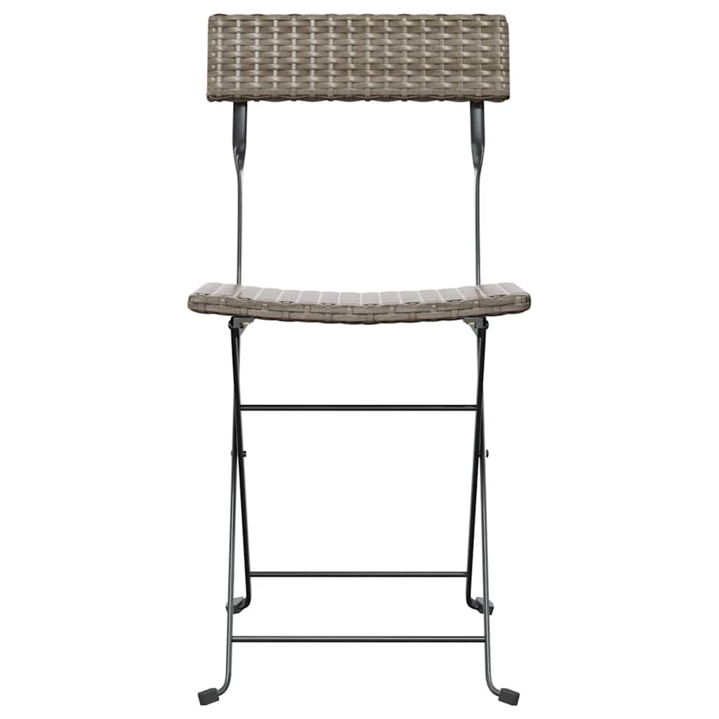 Klappstühle, 2 Stück, graues Polyrattan und Stahl