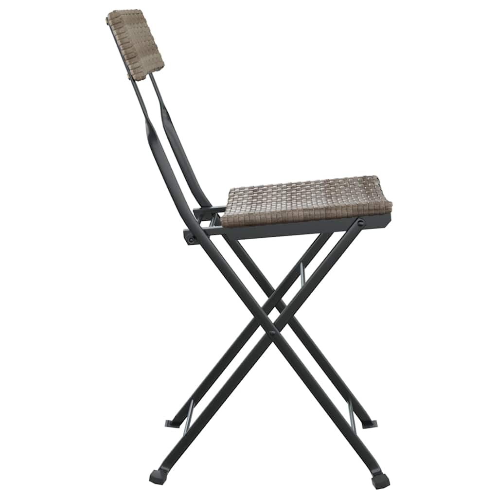 Klappstühle, 2 Stück, graues Polyrattan und Stahl