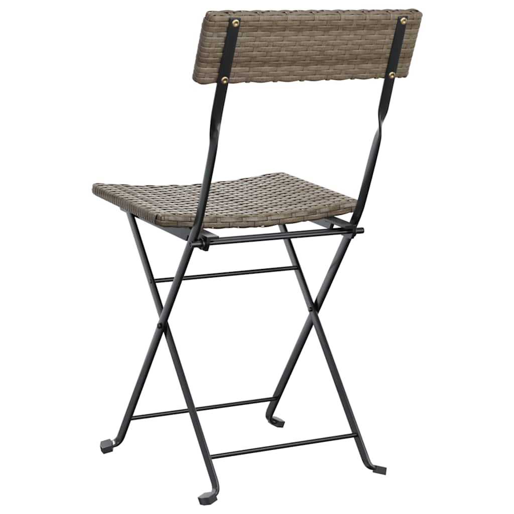 Klappstühle, 2 Stück, graues Polyrattan und Stahl