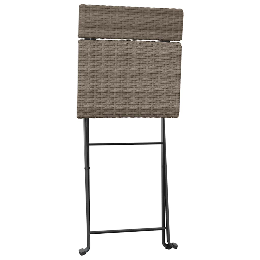 Klappstühle, 2 Stück, graues Polyrattan und Stahl