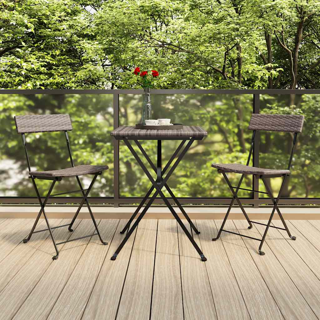 Klappstühle, 2 Stück, graues Polyrattan und Stahl