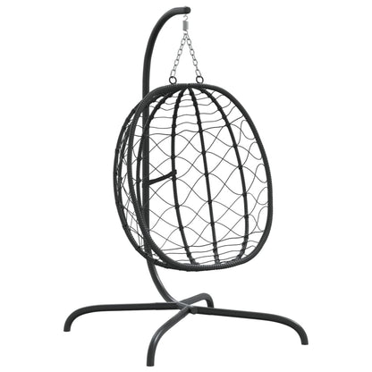 Hängesessel mit Kissen Anthrazit Poly Rattan & Stahl