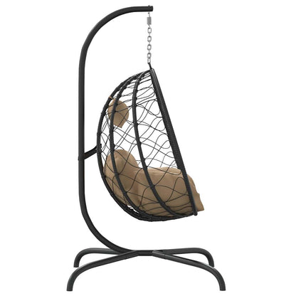 Hängesessel mit Kissen Taupe Poly Rattan & Stahl