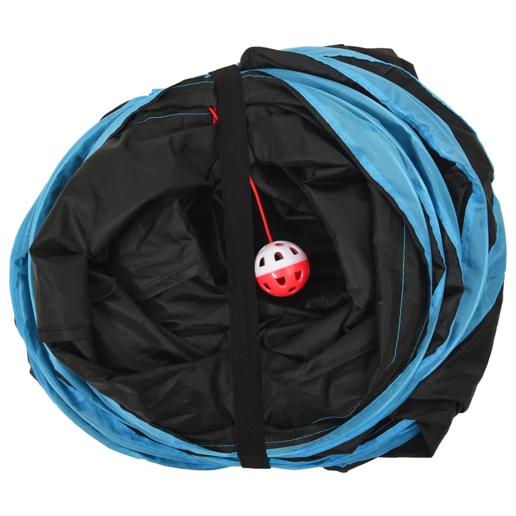Katzentunnel 4-Wege Schwarz und Blau 132 cm Polyester