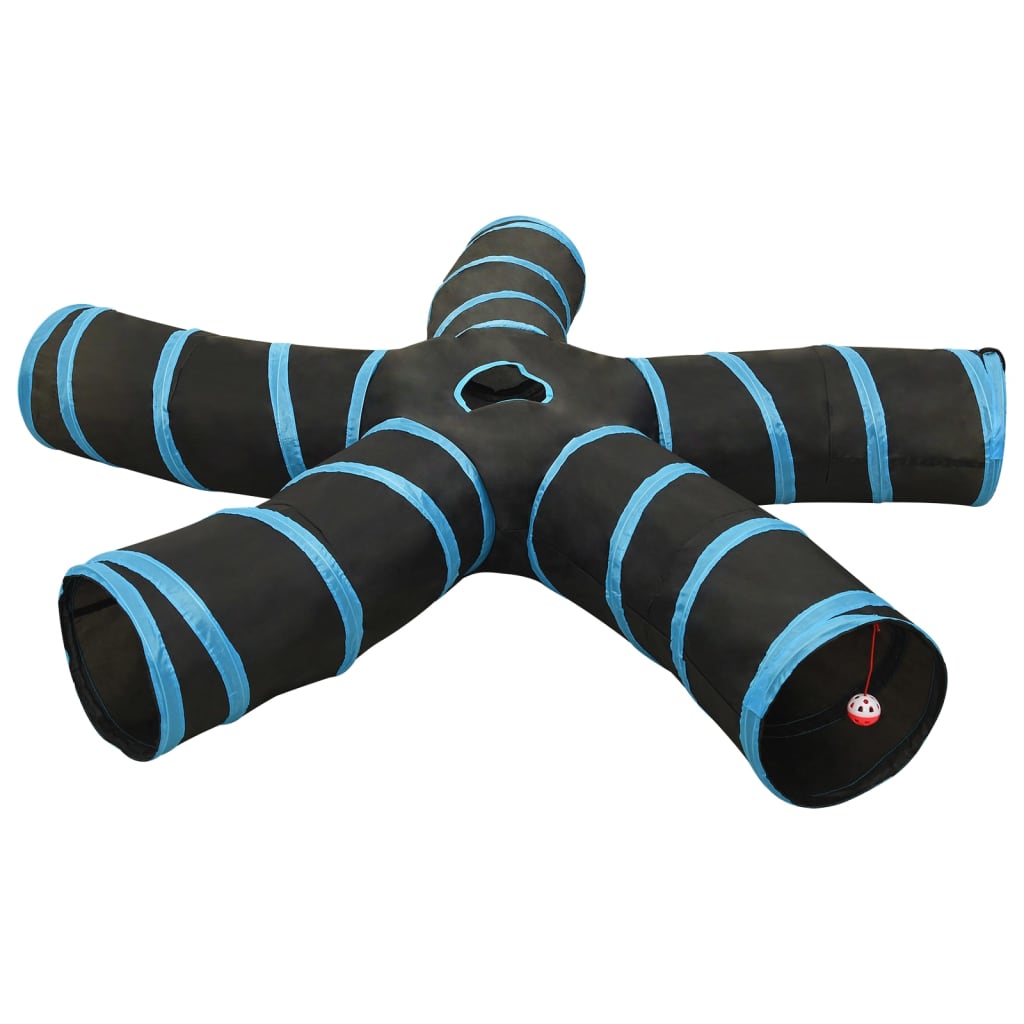 Katzentunnel 5-Wege Schwarz und Blau 25 cm Polyester