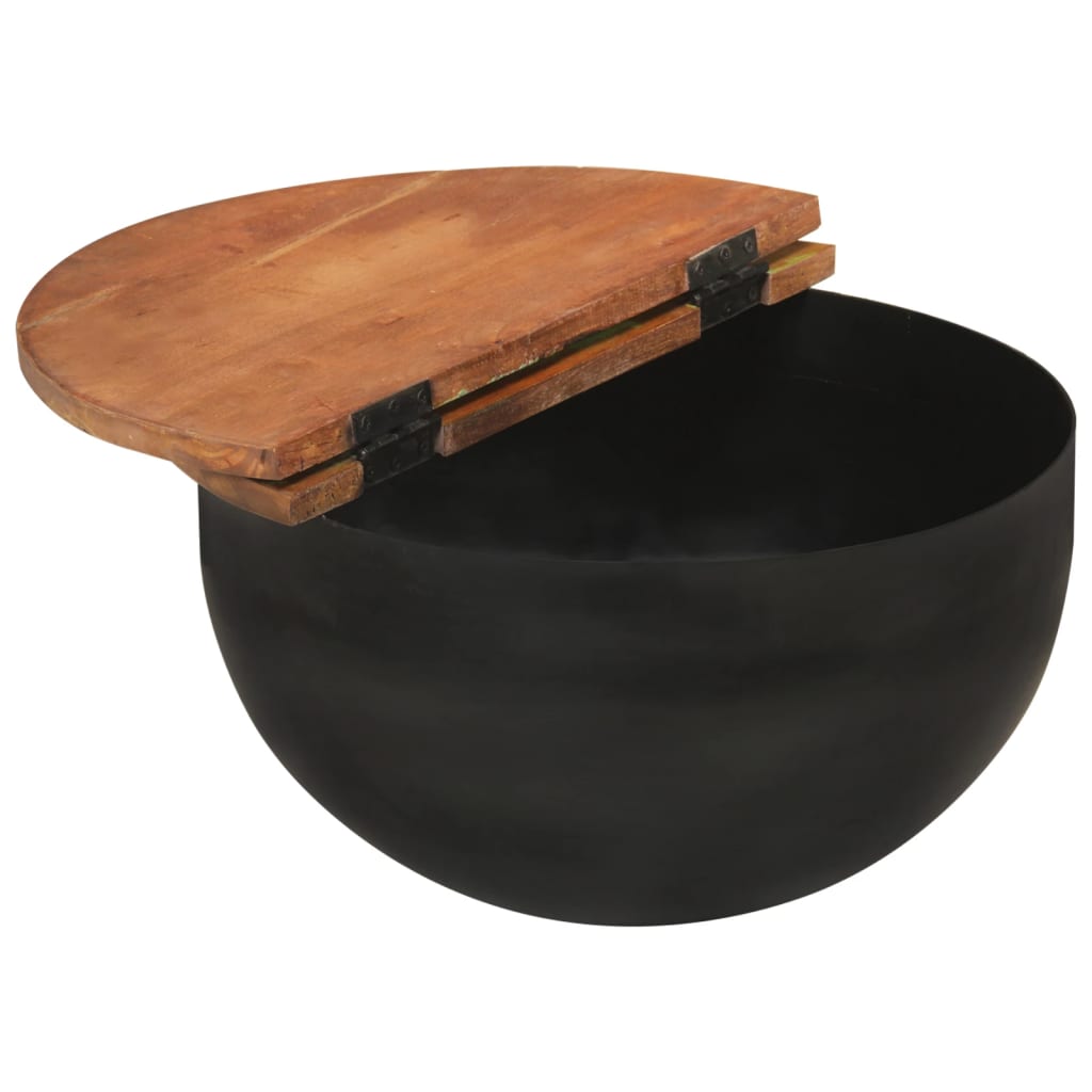 Ensemble de 2 tables basses en bois massif recyclé noir