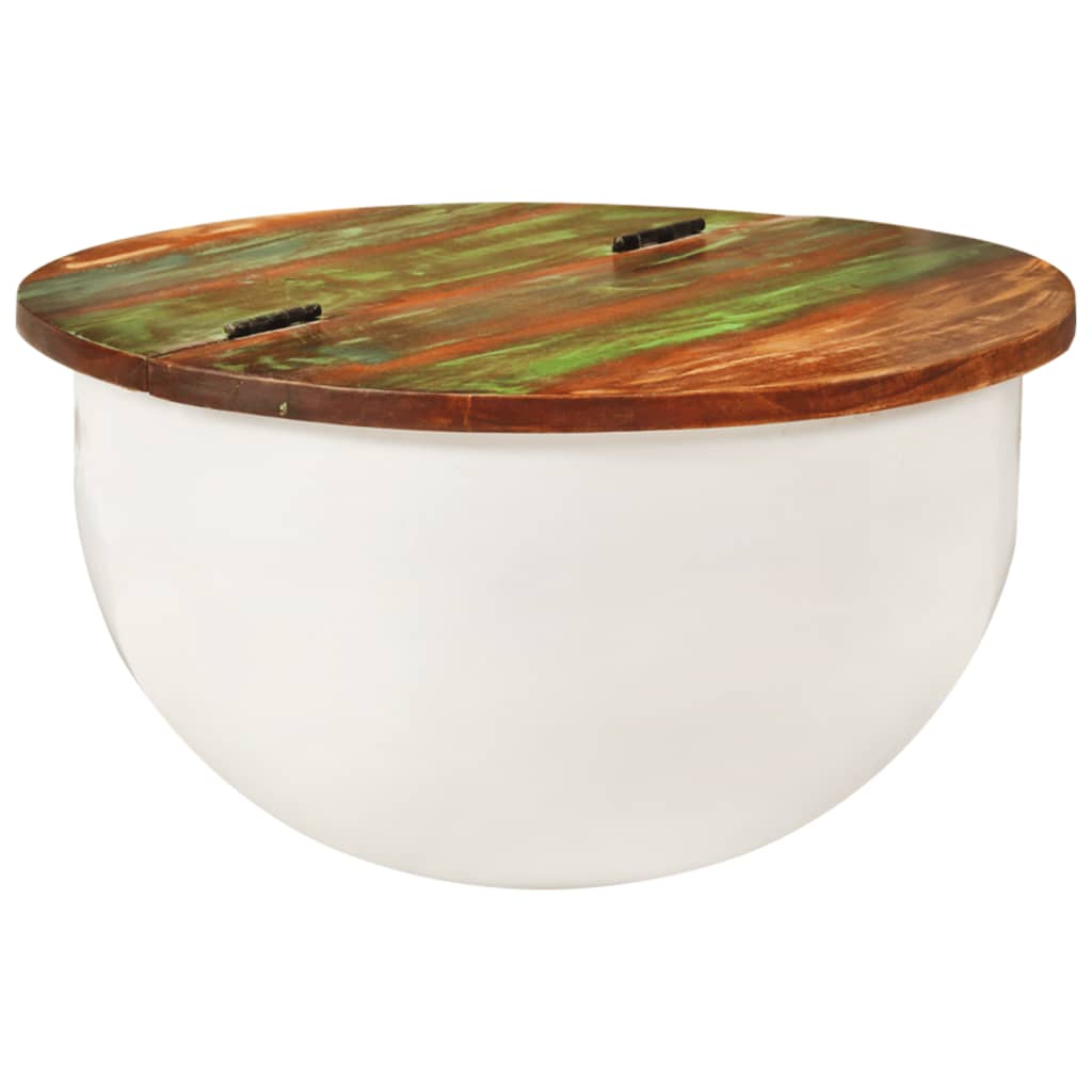 Table basse blanche 50x27 cm en bois massif de récupération