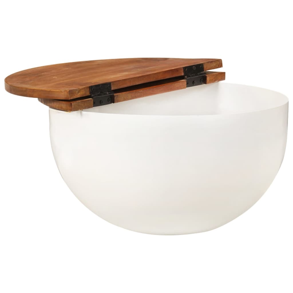 Table basse blanche 50x27 cm en bois massif de récupération