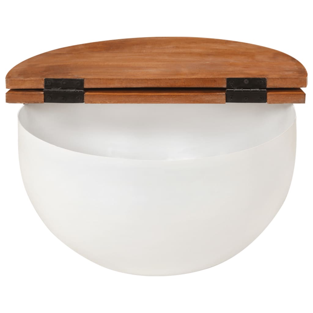 Table basse blanche 50x27 cm en bois massif de récupération