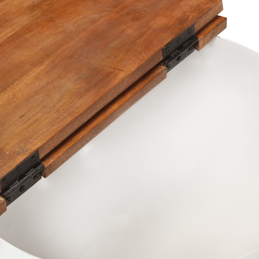 Table basse blanche 50x27 cm en bois massif de récupération