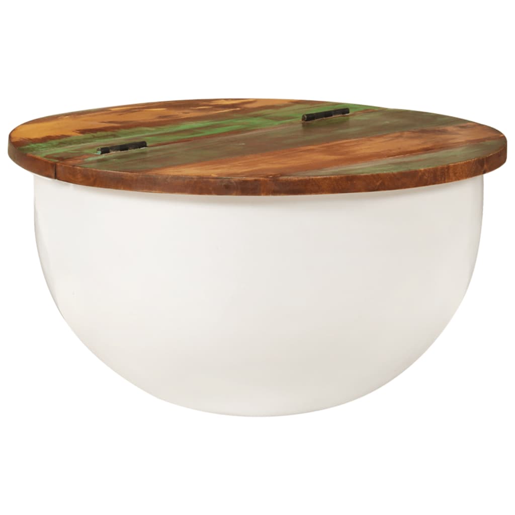 Table basse blanche 50x27 cm en bois massif de récupération