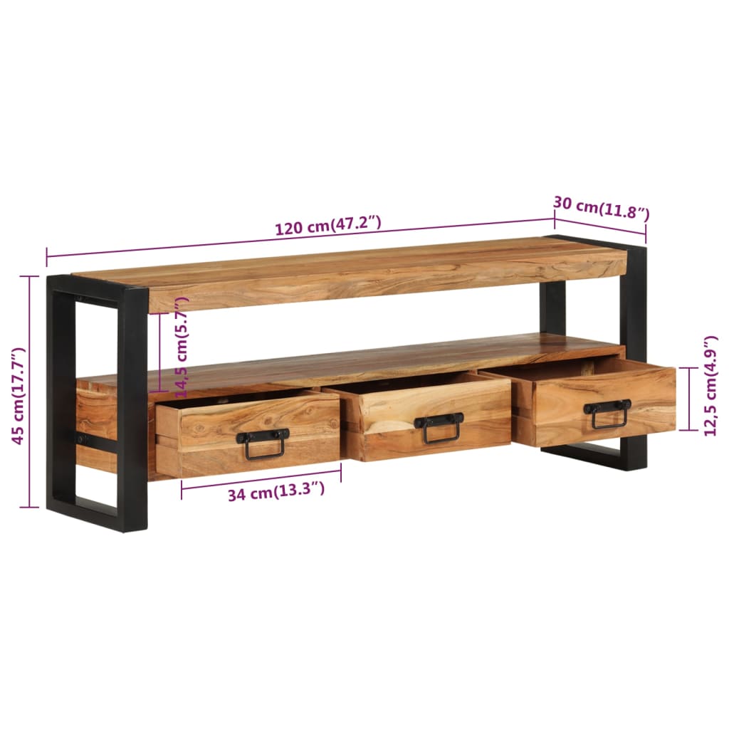 TV-Schrank 120x30x45 cm Massivholz Akazie