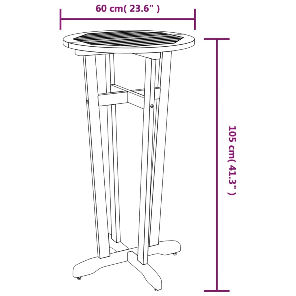 3-tlg. Bar-Set Massivholz Akazie