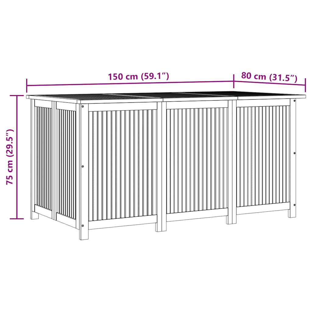 Gartenbox 150x80x75 cm Massivholz Akazie
