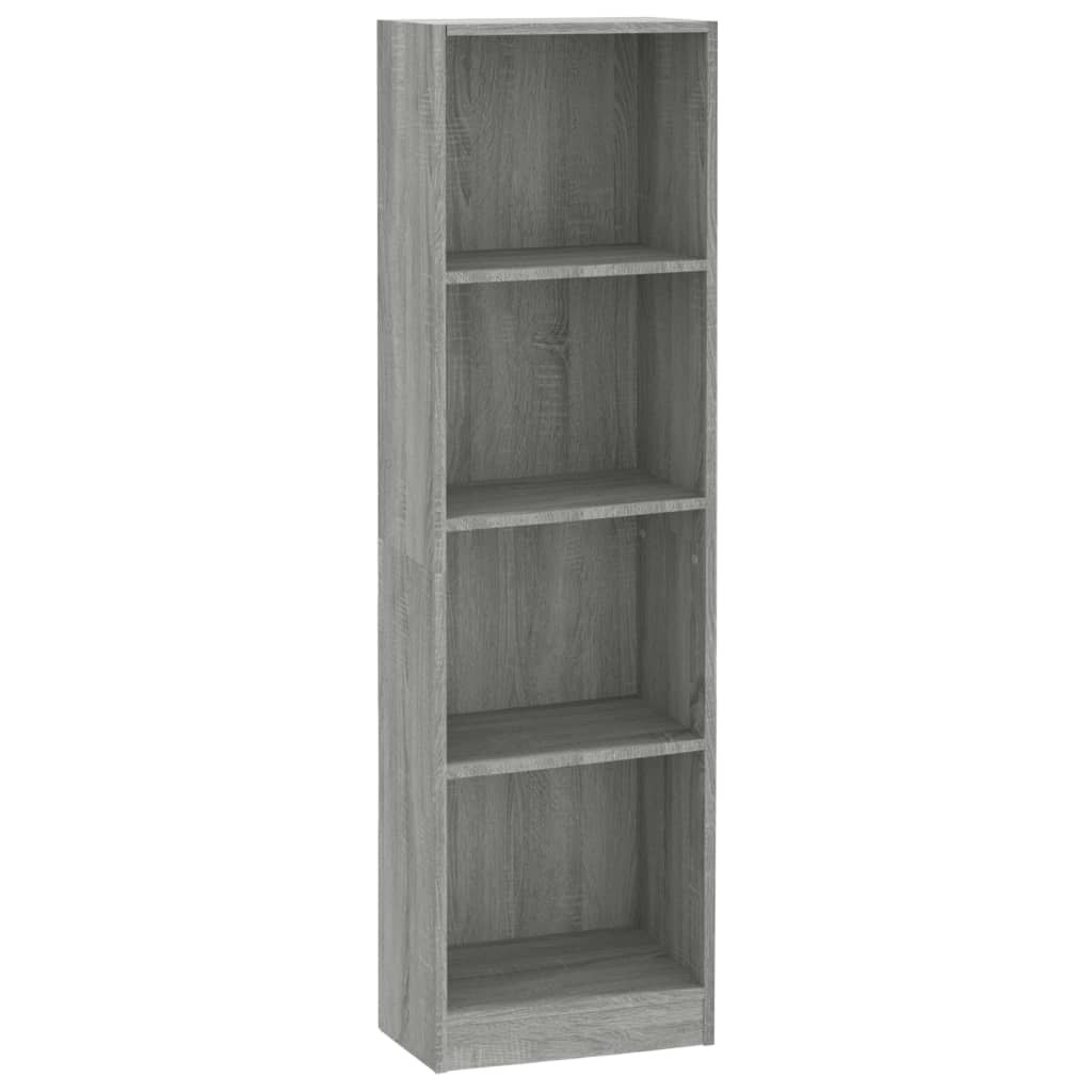 Bibliothèque 4 compartiments gris Sonoma 40x24x143 cm matière bois