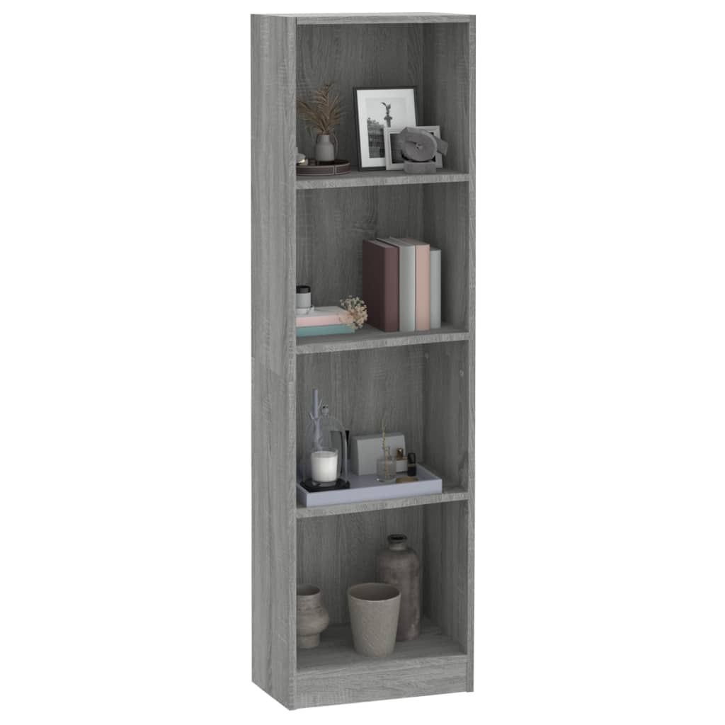 Bibliothèque 4 compartiments gris Sonoma 40x24x143 cm matière bois