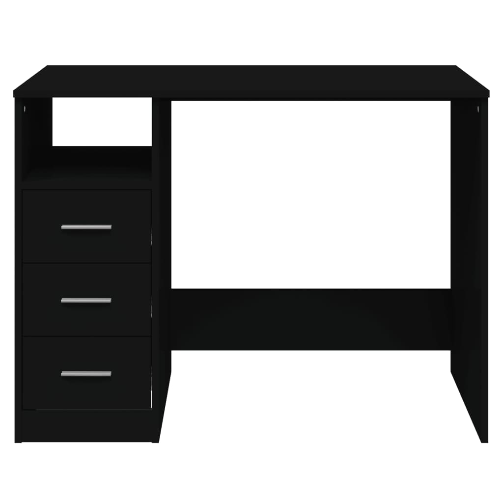 Bureau avec tiroirs noir 102x50x76 cm en bois