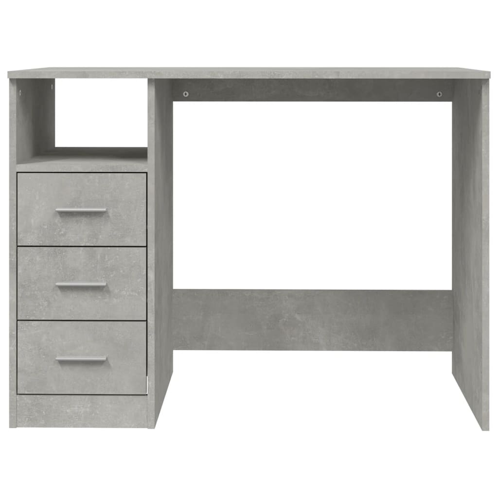 Bureau avec tiroirs gris béton 102x50x76cm matériau bois