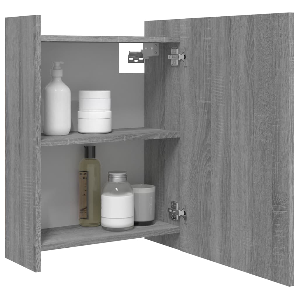 Armoire de toilette avec miroir de salle de bain gris Sonoma 62,5x20,5x64 cm en bois