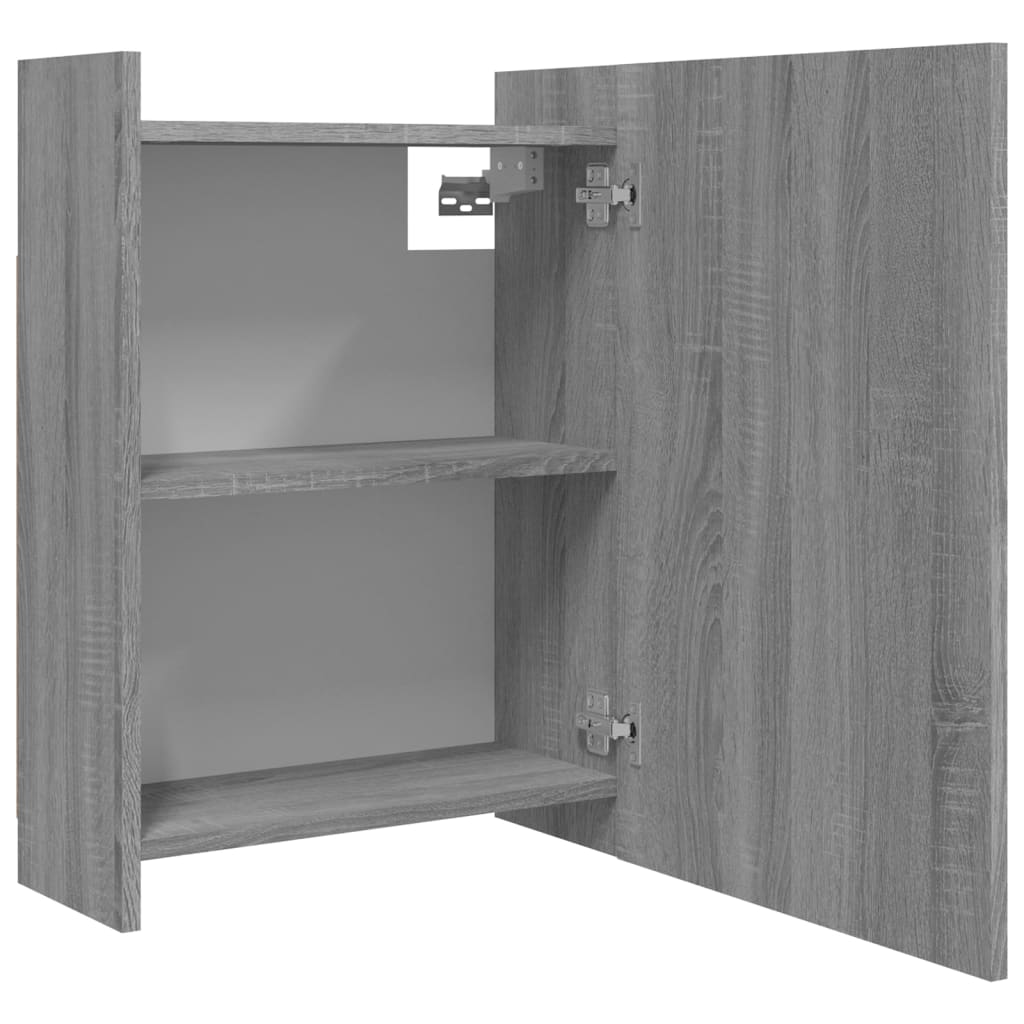 Armoire de toilette avec miroir de salle de bain gris Sonoma 62,5x20,5x64 cm en bois