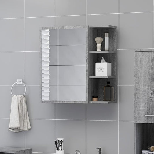 Armoire de toilette avec miroir de salle de bain gris Sonoma 62,5x20,5x64 cm en bois