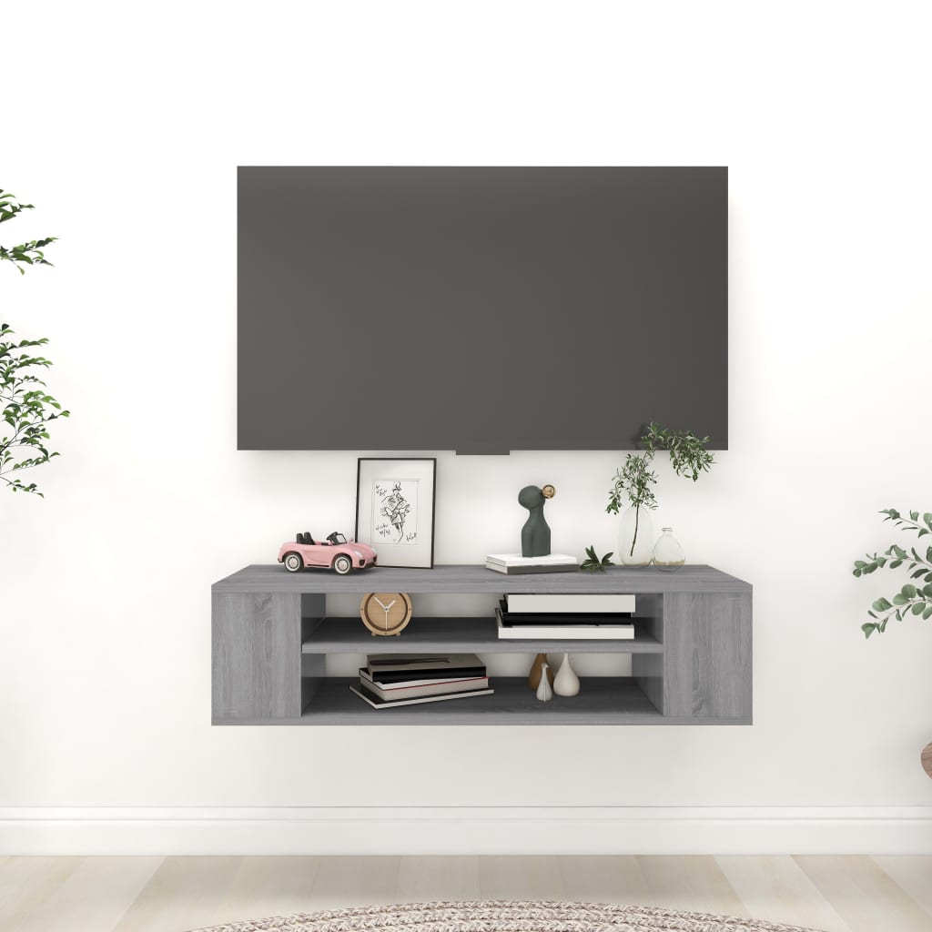 Meuble TV mural gris Sonoma 100x30x26,5 cm en bois