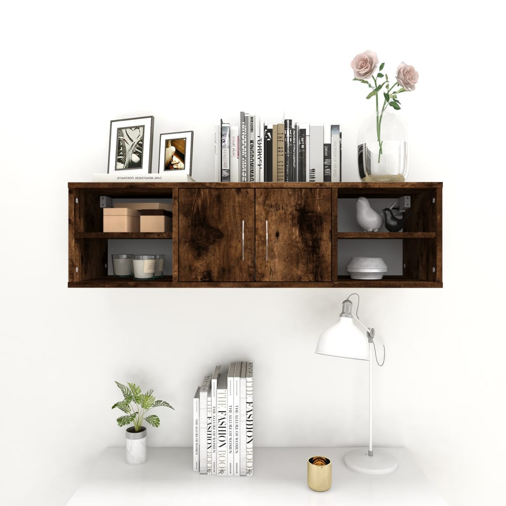 Wall shelf smoked oak 102x30x29 cm wood material