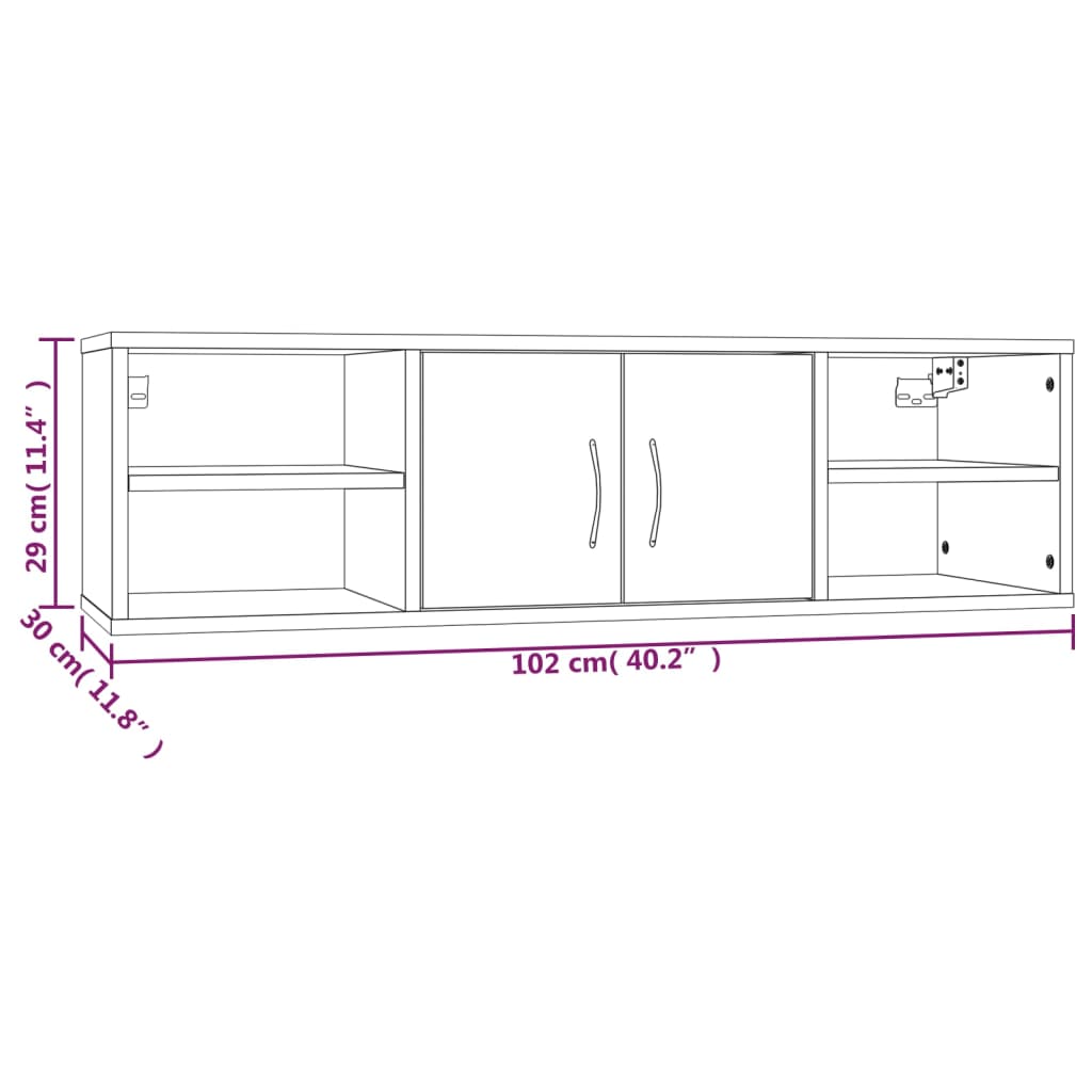 Wall shelf smoked oak 102x30x29 cm wood material
