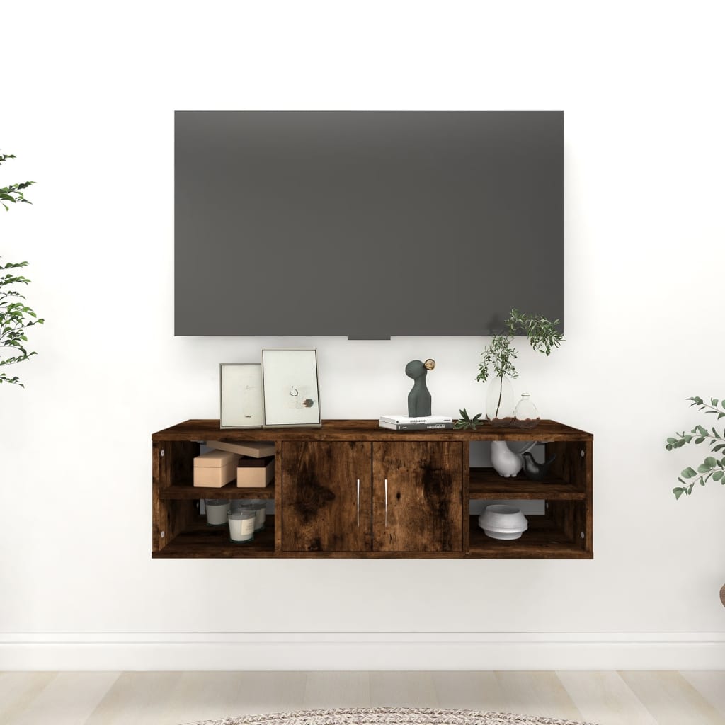 Wall shelf smoked oak 102x30x29 cm wood material