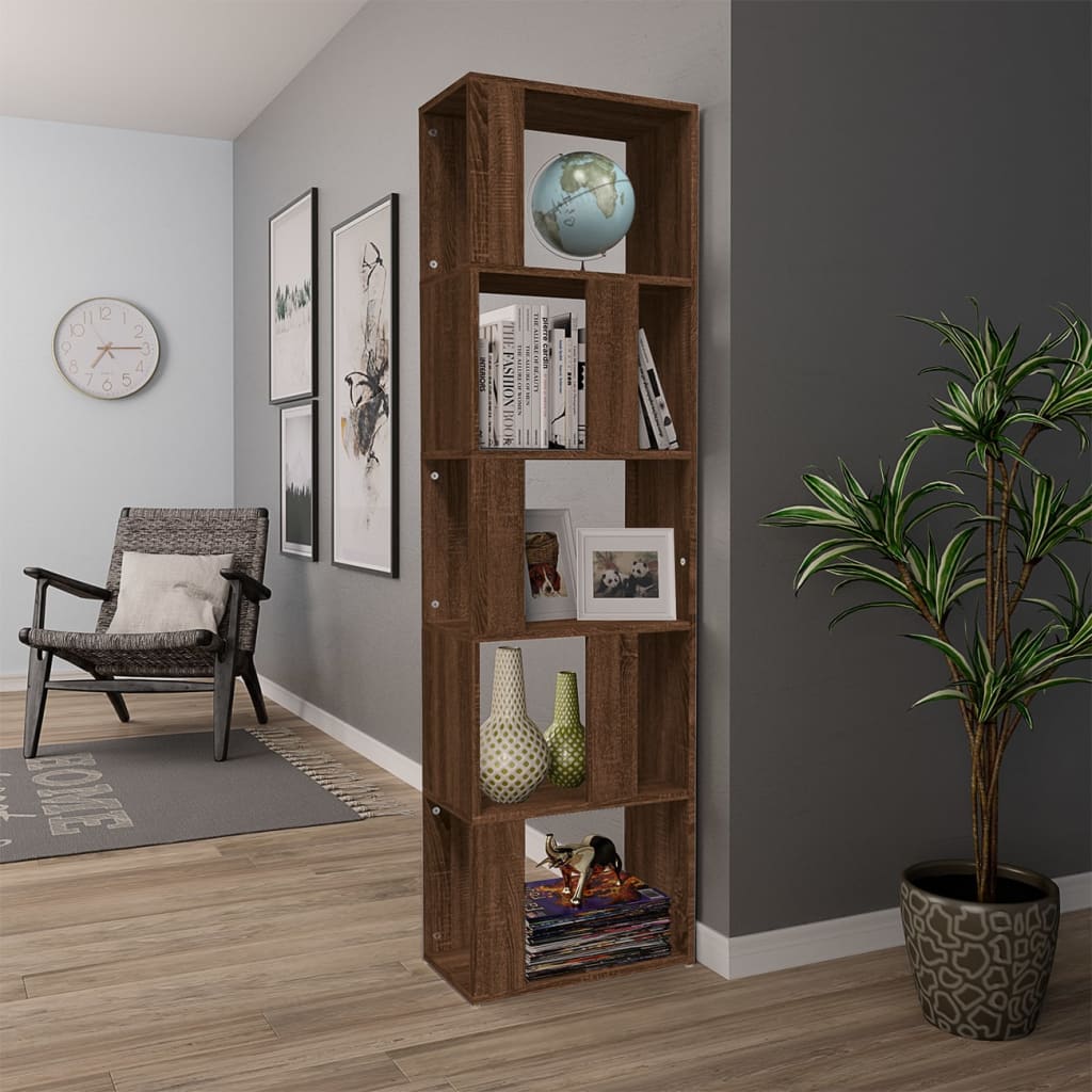 Bookshelf Brown Oak Look 45x24x160 cm Wood Material