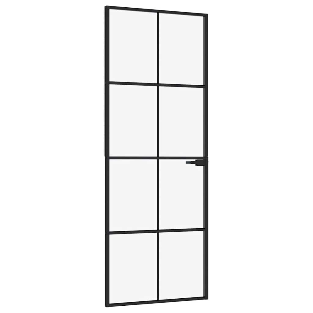 Innentür Schwarz 76x201,5 cm Hartglas & Aluminium Schlank