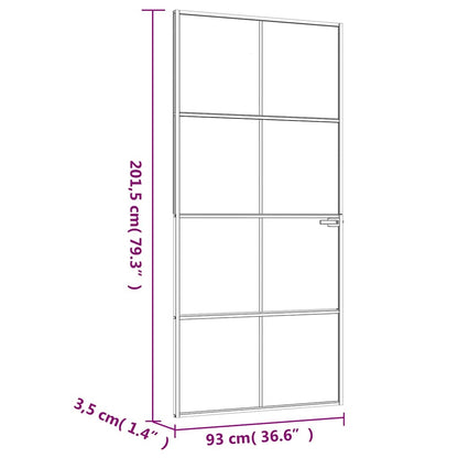 Innentür Schwarz 93x201,5 cm Hartglas & Aluminium Schlank