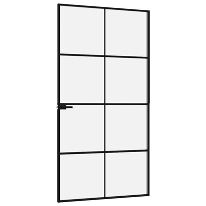 Innentür Schwarz 102x201,5 cm Hartglas & Aluminium Schlank