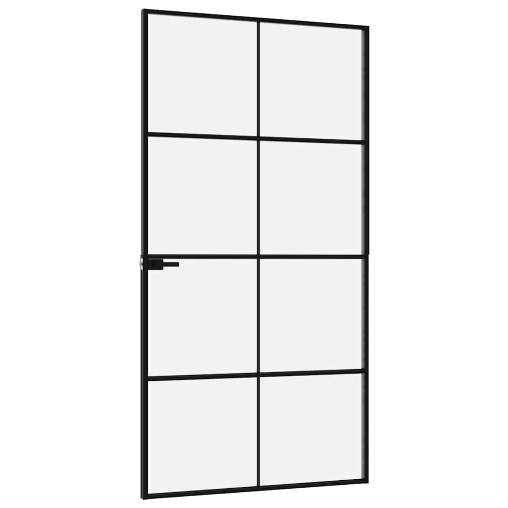 Innentür Schwarz 102x201,5 cm Hartglas & Aluminium Schlank