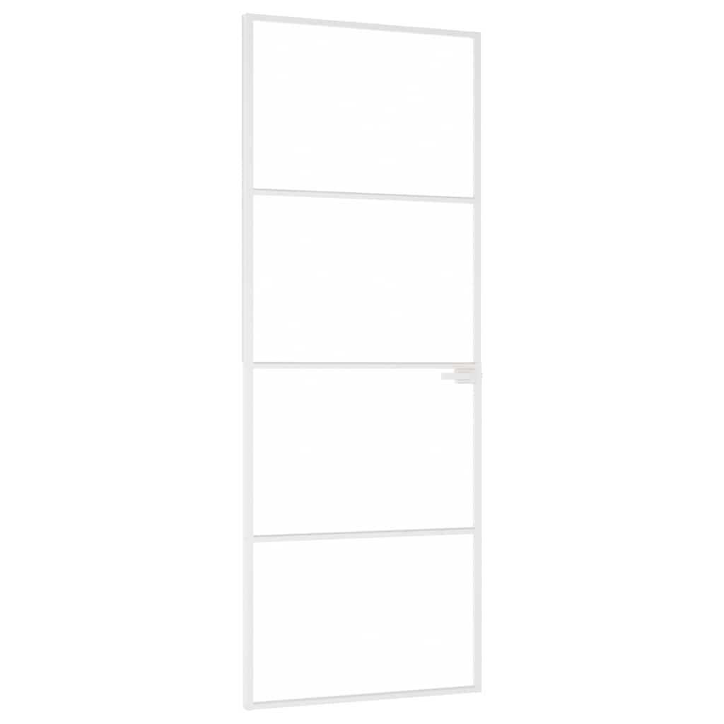 Innentür Weiß 76x201,5 cm Hartglas & Aluminium Schlank