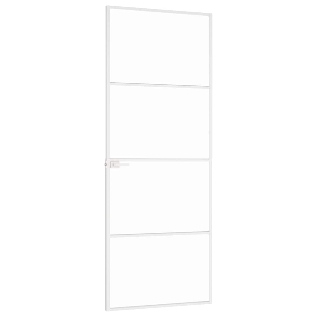 Innentür Weiß 76x201,5 cm Hartglas & Aluminium Schlank