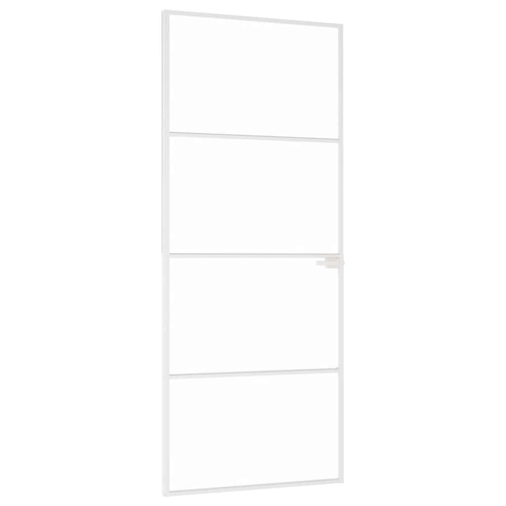 Innentür Weiß 83x201,5 cm Hartglas & Aluminium Schlank