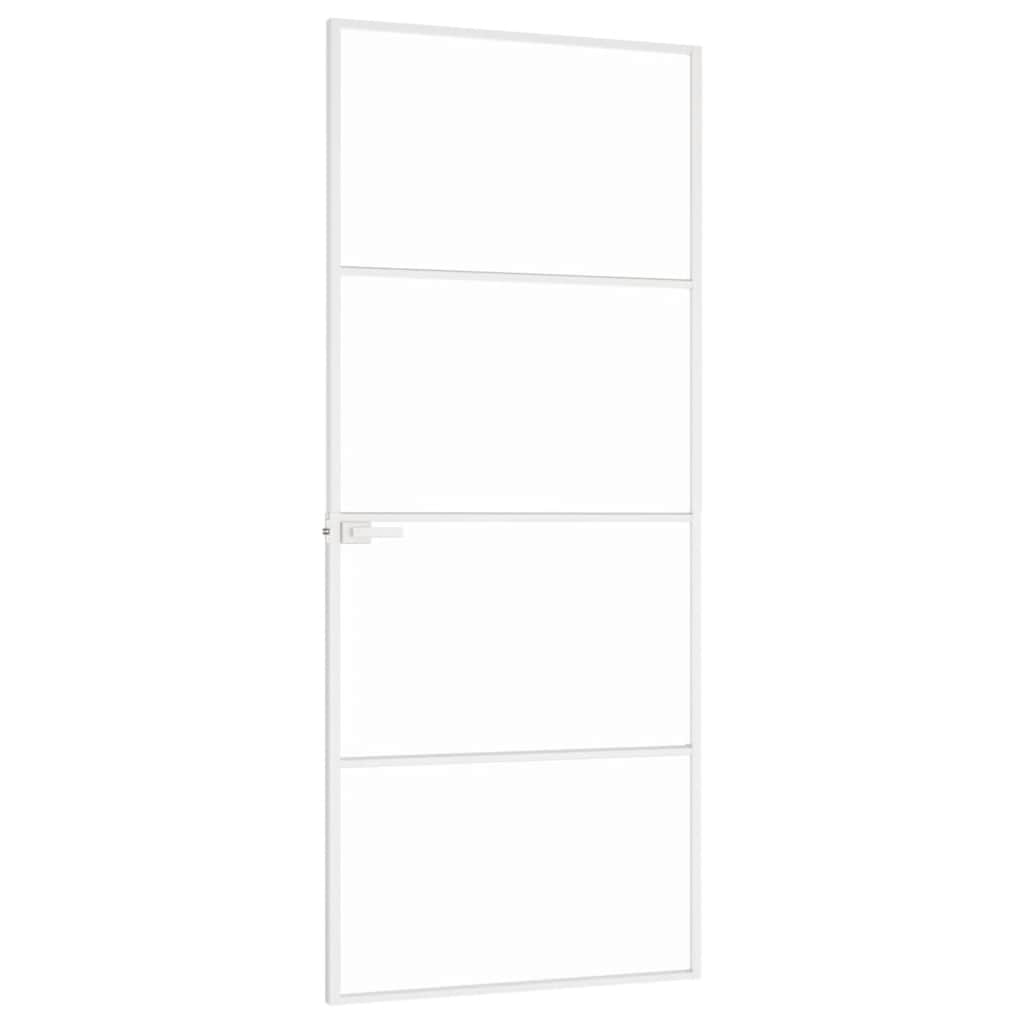 Innentür Weiß 83x201,5 cm Hartglas & Aluminium Schlank
