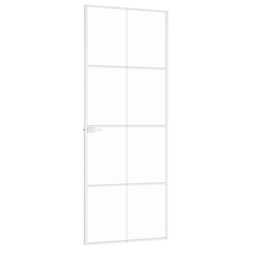 Innentür Weiß 76x201,5 cm Hartglas & Aluminium Schlank