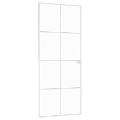 Innentür Weiß 83x201,5 cm Hartglas & Aluminium Schlank