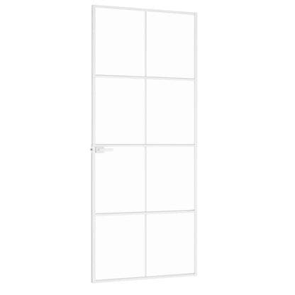 Innentür Weiß 83x201,5 cm Hartglas & Aluminium Schlank