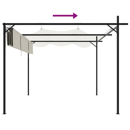 Pergola mit Schiebedach Creme 295x292x230 cm